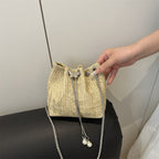 Elegant Woven Drawstring Mini Handbag