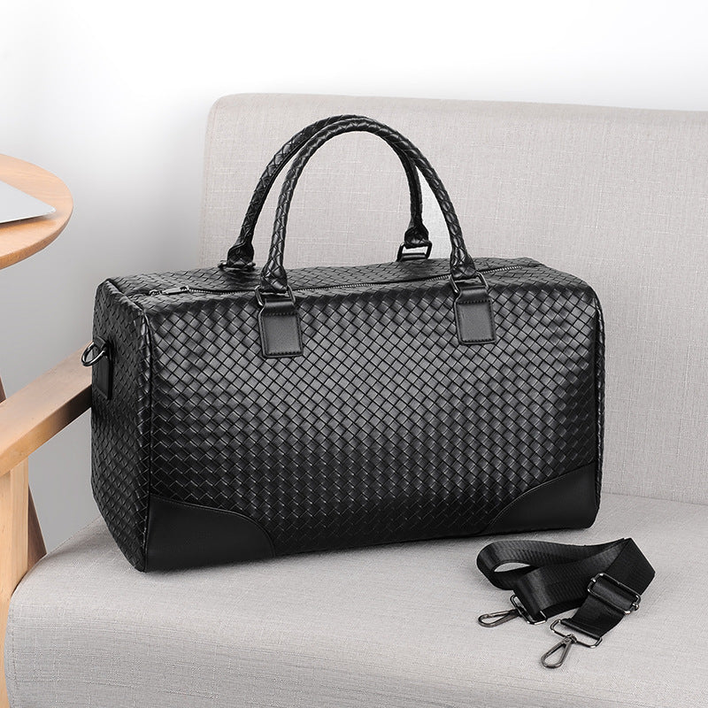 Premium Woven Leather Weekender Bag