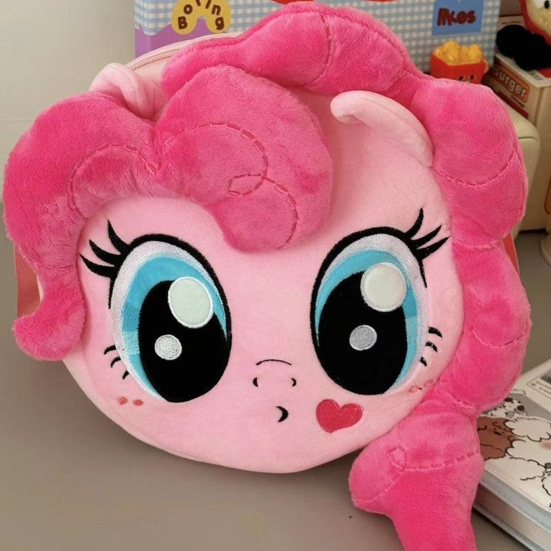 Plush shoulder bag with character design