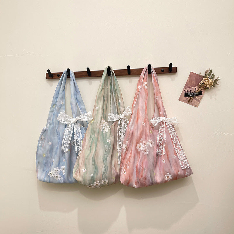 Elegant Floral Printed Shoulder Tote Bag