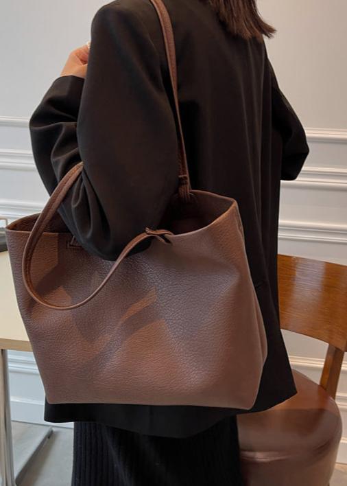 Spacious Women's Shoulder Bag Made of Soft Leather