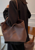 Spacious Women's Shoulder Bag Made of Soft Leather