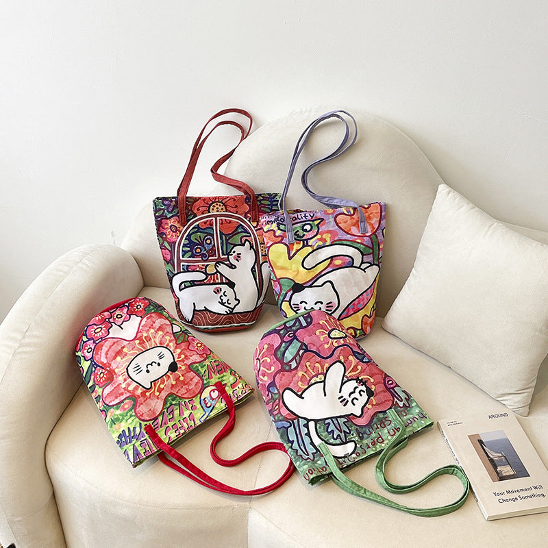 Fun Artistic Cat-Themed Tote Bag