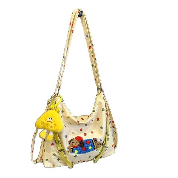 Playful Polka Dot Plush Crossbody Bag
