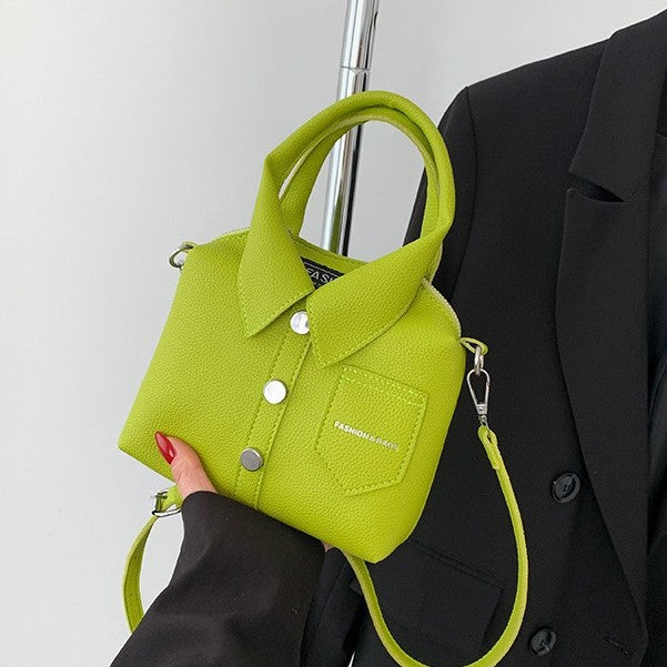 Ladies mini handbag in shirt design with adjustable shoulder strap