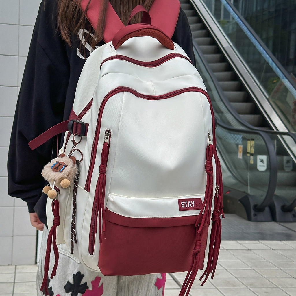 Backpack with Cute Animal Pendant and Practical Compartments