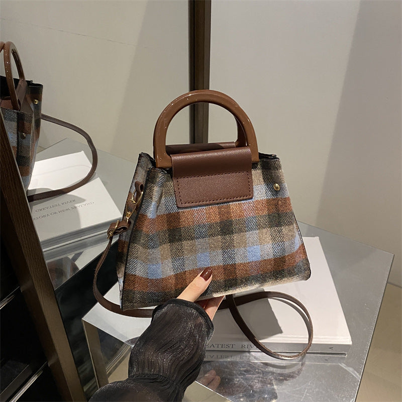 Plaid Structured Mini Handbag