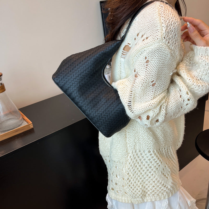 Textured Woven Shoulder Bag