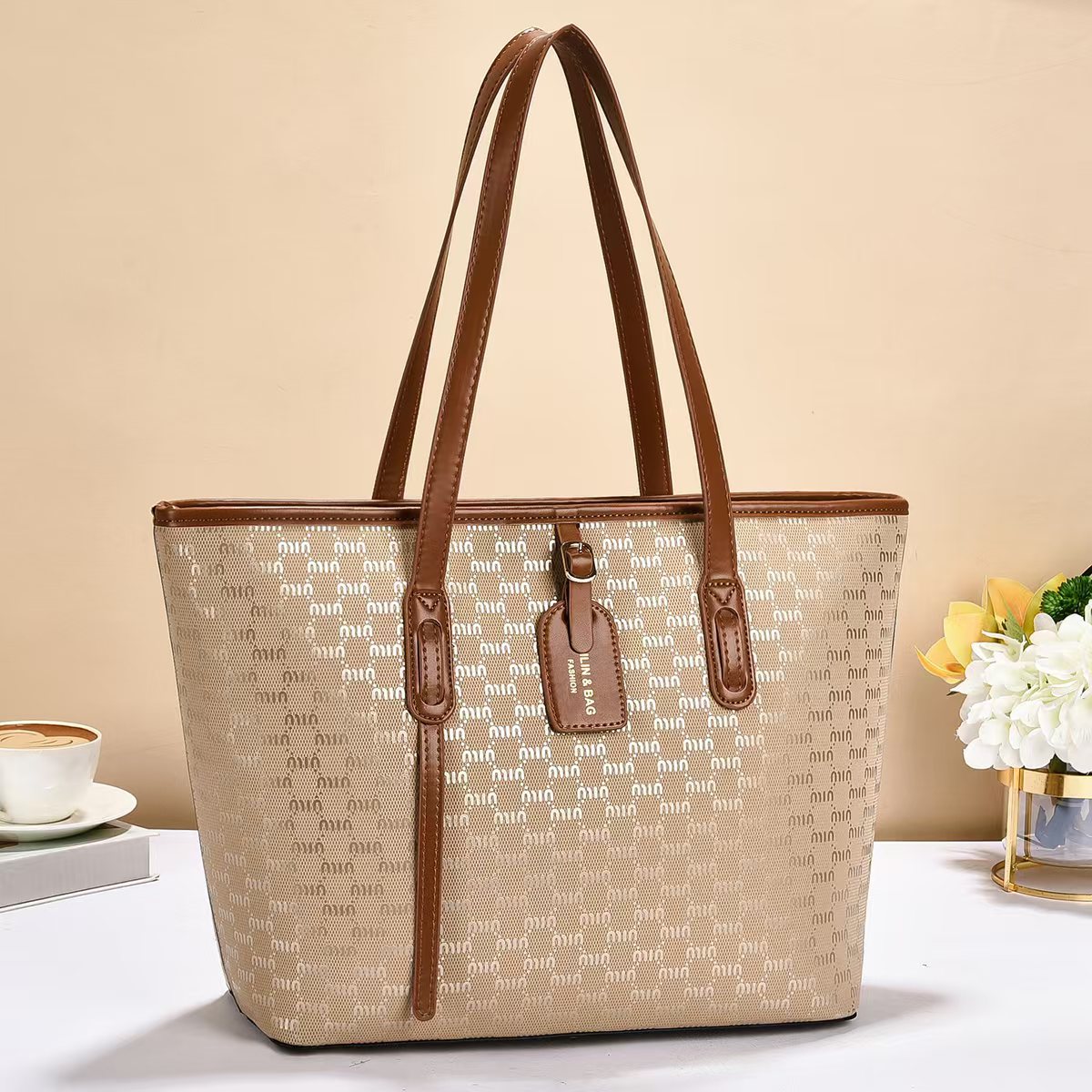 Women's tote bag with luxurious design and structured outer material-https://detail.1688.com/offer/970505650251.html-Calm Wears-Hellkhaki-321327-Calm Wears