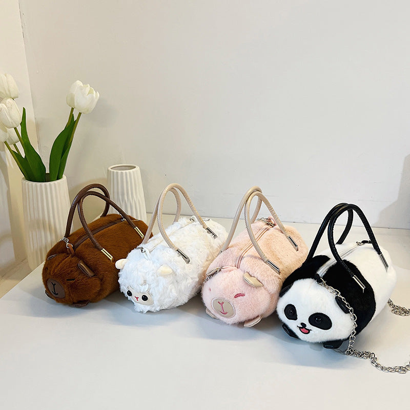Plush handbag with animal design