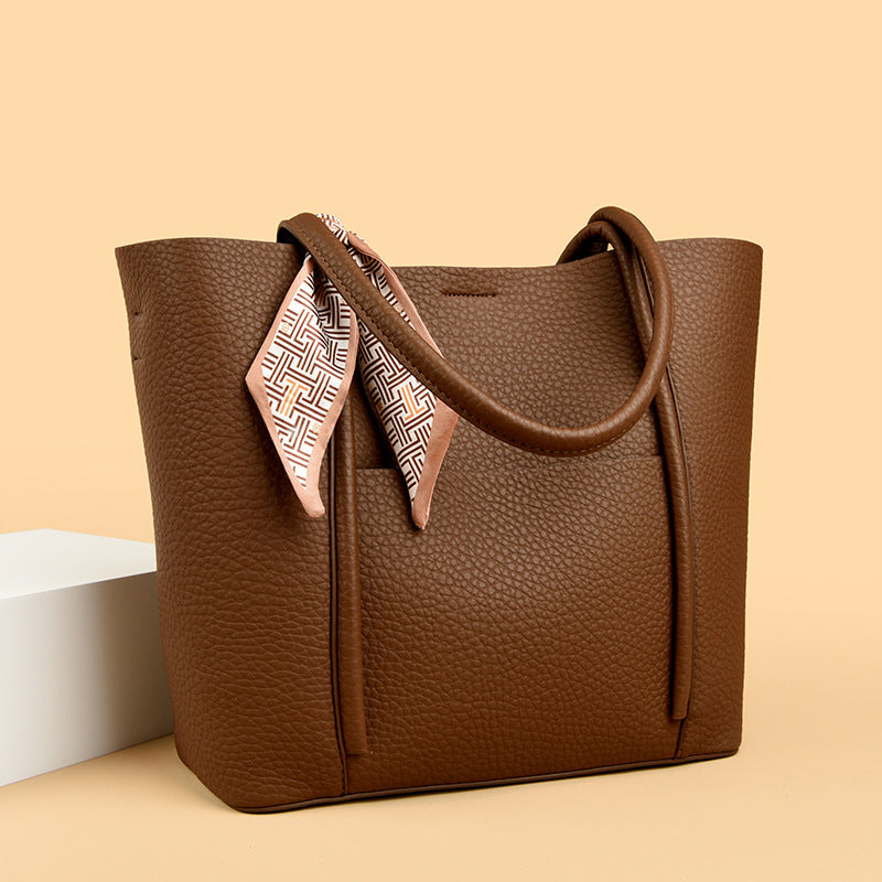 Textured Leather Tote Bag