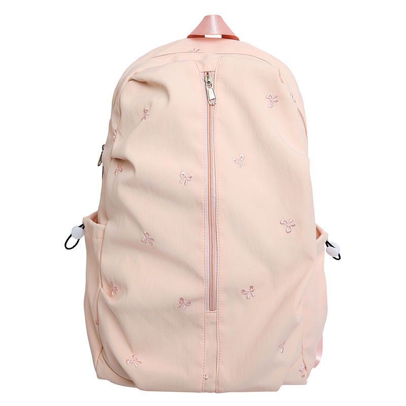 Embroidered Bow Design Backpack