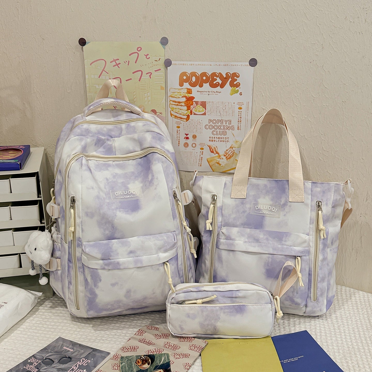 Versatile Multi-Functional Travel School Backpack Set-https://detail.1688.com/offer/996727765753.html-Calm Wears-Purple-Calm Wears