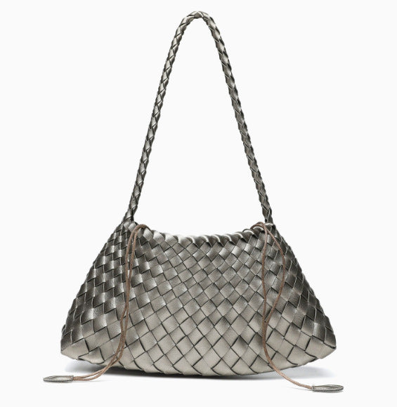 Textured Woven Slouchy Shoulder Bag