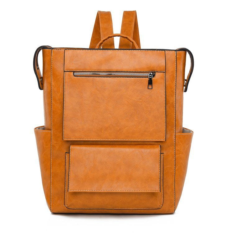 Multi-Pocket Genuine Leather Backpack Calm Wears