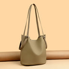 Casual Leather Bucket Bag