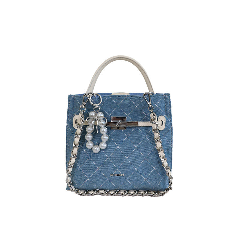 Ladies Mini Shopper Bag with Luxurious Chain Pendant