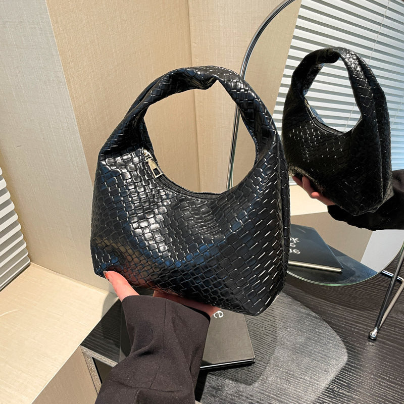 Textured Faux Leather Hobo Bag