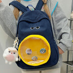 Backpack with Transparent Viewing Window and Animal Pendant