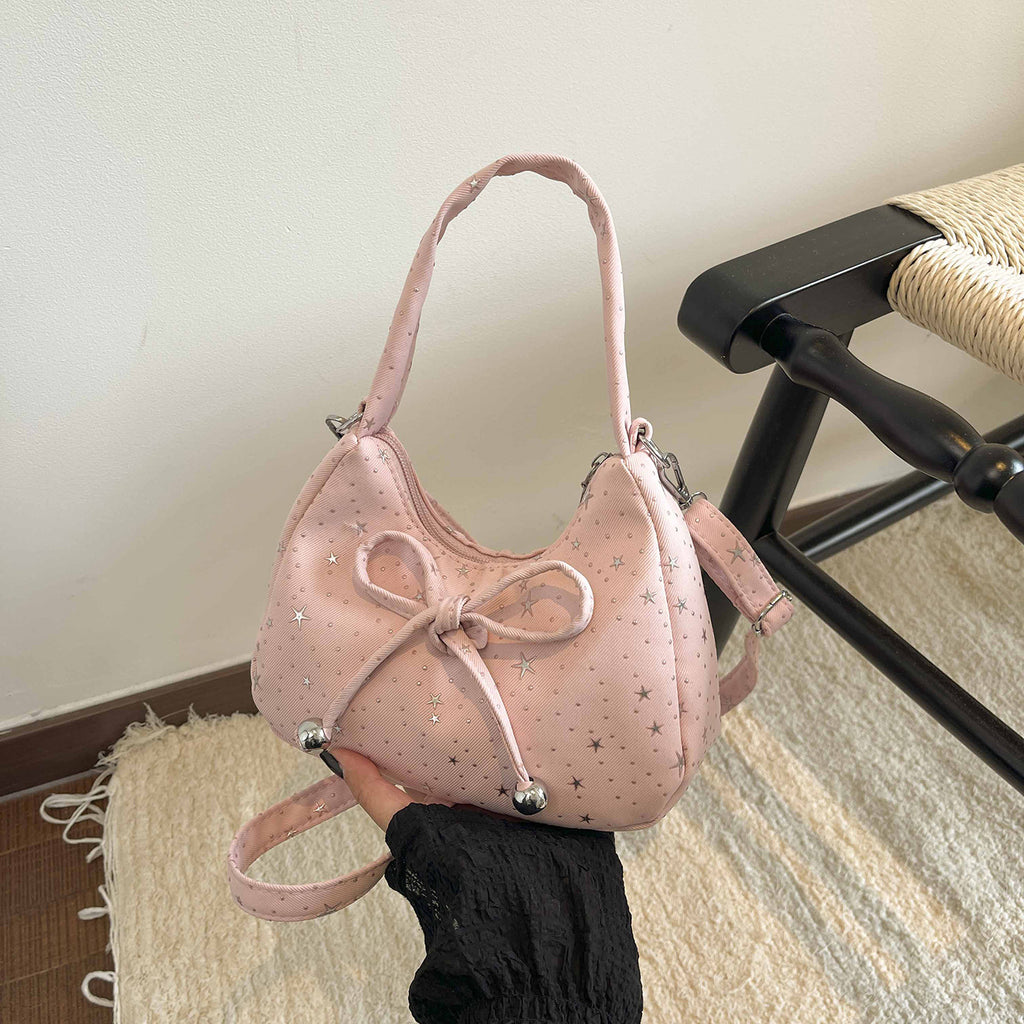 WoDecorative Star-Patterned Hobo Bag