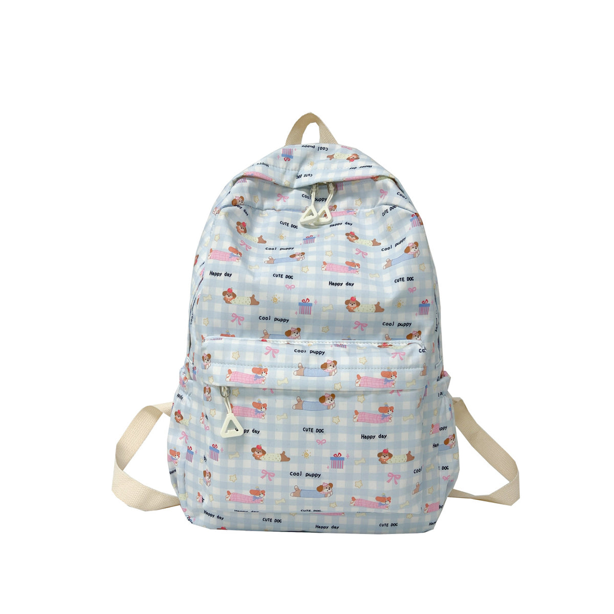 Cute backpack with embroidered cat motif