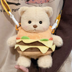 Cuddly toy with hamburger application