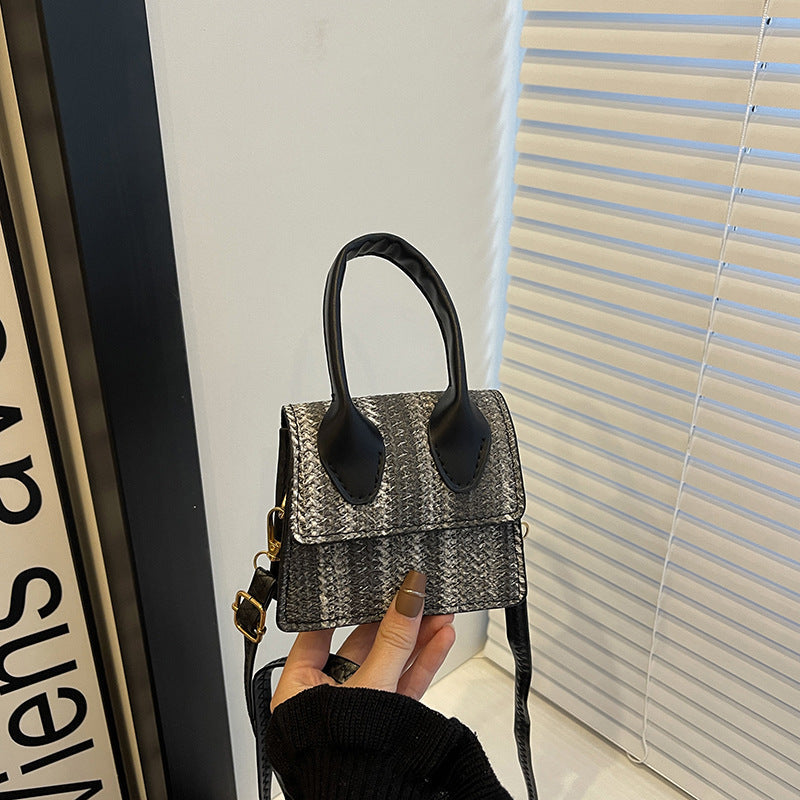 Women's mini bag with woven design and detachable shoulder strap-https://detail.1688.com/offer/1026975687833.html-Calm Wears-Black-nothing-Calm Wears