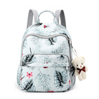Backpack with Botanical Print and Multifunctional Compartments