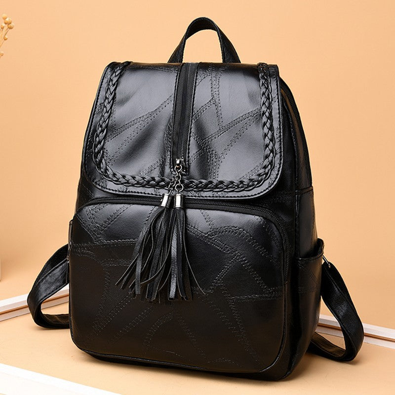 Chic Textured Leather Backpack Calm Wears