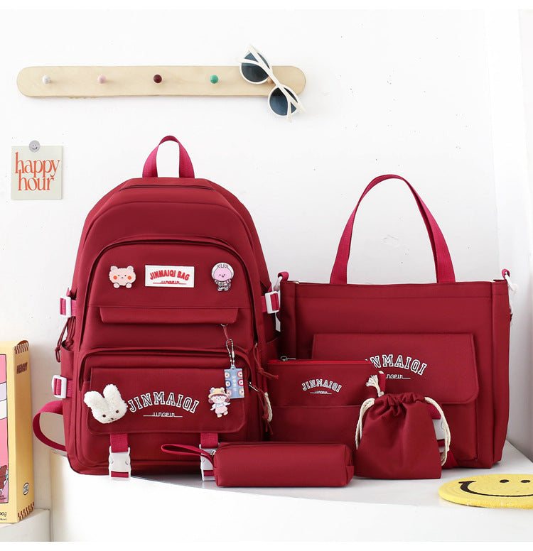 Multi-Compartment School Backpack-https://detail.1688.com/offer/1062702912901.html-Calm Wears-Red-Calm Wears