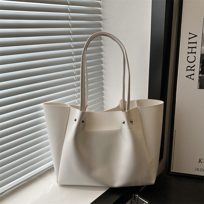 Ladies tote bag with elegant minimalist structure and sturdy carrying handles-https://detail.1688.com/offer/1027680059148.html-Calm Wears-White-nothing-Calm Wears