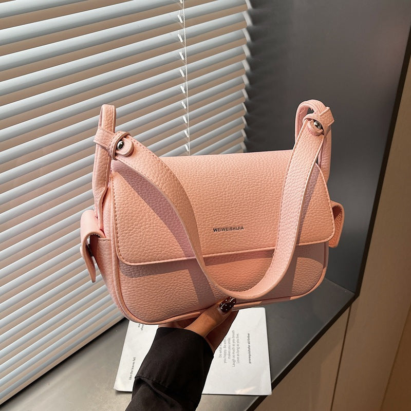 Women’s shoulder bag made of soft, textured leather with adjustable shoulder strap-https://detail.1688.com/offer/1015135723712.html-Calm Wears-Black-nothing-Calm Wears
