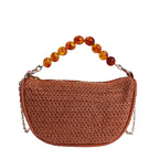 Stylish Woven Handbag with Beaded Handle