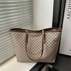 Ladies elegant tote bag with geometric pattern-https://detail.1688.com/offer/999218311520.html-Calm Wears-Khaki-nothing-Calm Wears