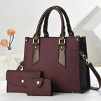 Women's tote bag with textured design and detachable clutch-https://detail.1688.com/offer/1036527263070.html-Calm Wears-Rot-271322-Calm Wears