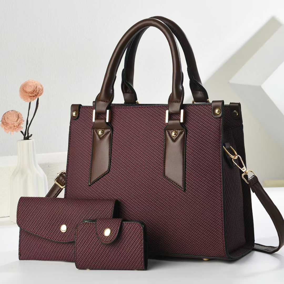 Women's tote bag with textured design and detachable clutch-https://detail.1688.com/offer/1036527263070.html-Calm Wears-Rot-271322-Calm Wears