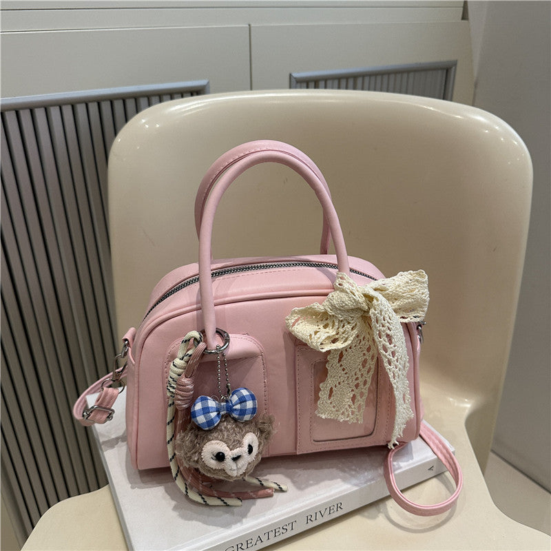 Ladies Mini Handbag with playful animal motif and charming charm-https://detail.1688.com/offer/936973025269.html-Calm Wears-Rosa-Size: With pendant-Calm Wears