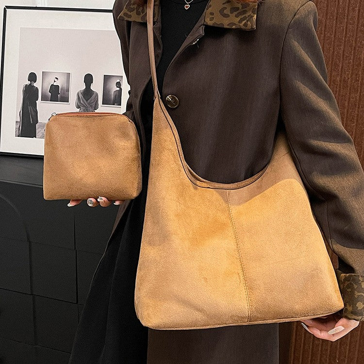 Soft Suede Hobo Shoulder Bag