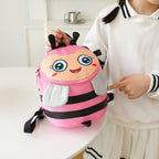 Plush backpack with bee motif and practical compartments