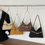 Ladies fashionable suede shoulder bag with contrasting strap-https://detail.1688.com/offer/1028761574969.html-Calm Wears-Black-nothing-Calm Wears