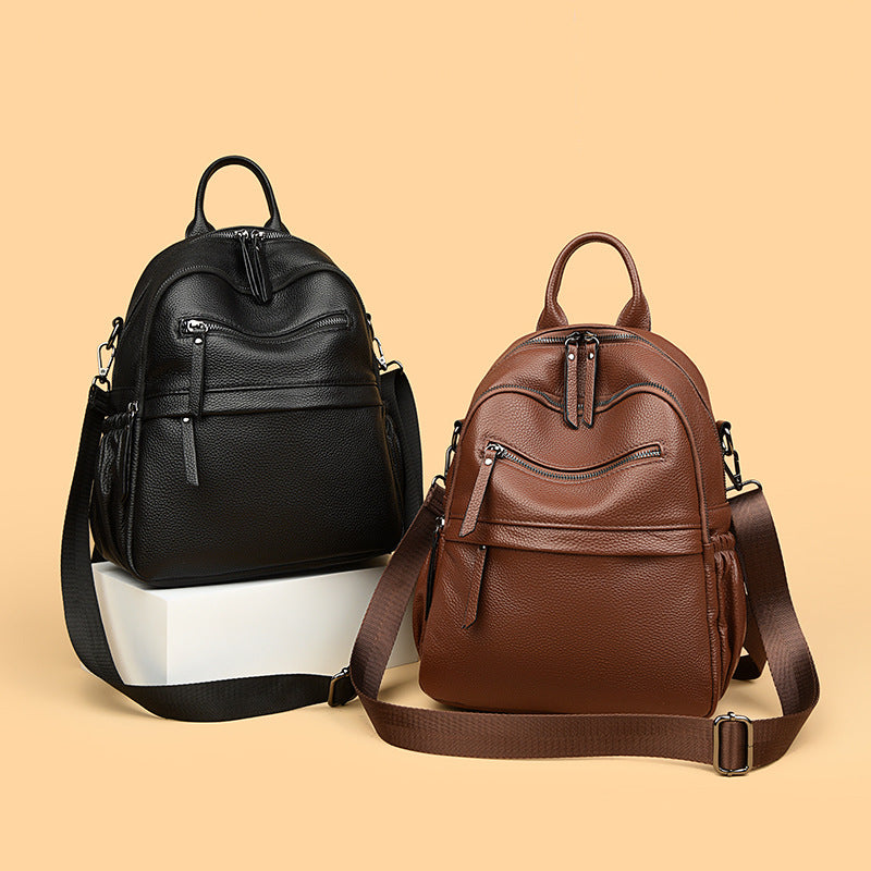 Multi-Functional Textured Leather Backpack