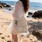 Ladies crocheted shoulder bag with decorative fringes and unique accents-https://detail.1688.com/offer/1016463857877.html-Calm Wears-Khaki-nothing-Calm Wears