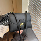Ladies shoulder bag with elegant flap closure and decorative metal accent-https://detail.1688.com/offer/1018854100508.html-Calm Wears-Braun-nothing-Calm Wears