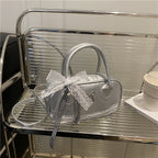 Elegant Lace-Trimmed Bow Handbag