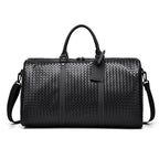 Woven Faux Leather Travel Duffel Bag