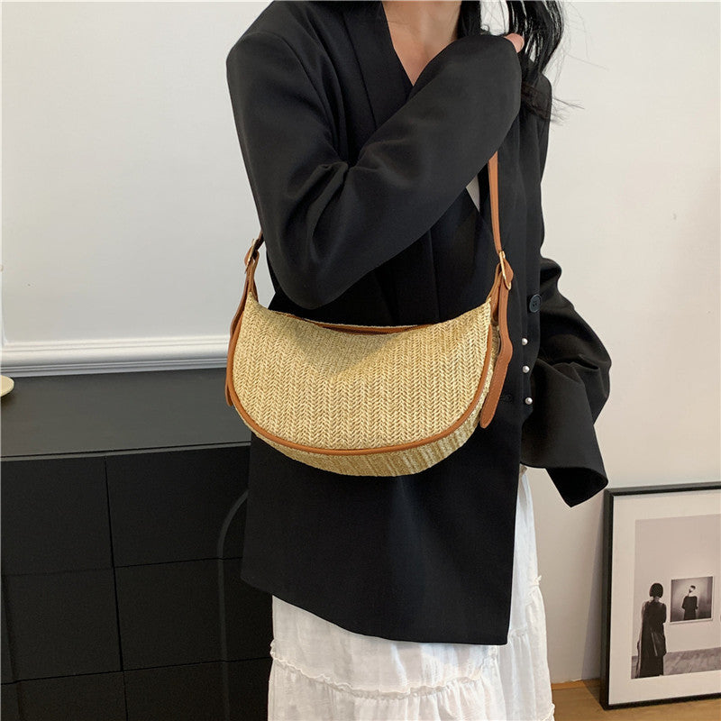 Vintage-Inspired Woven Crossbody Bag