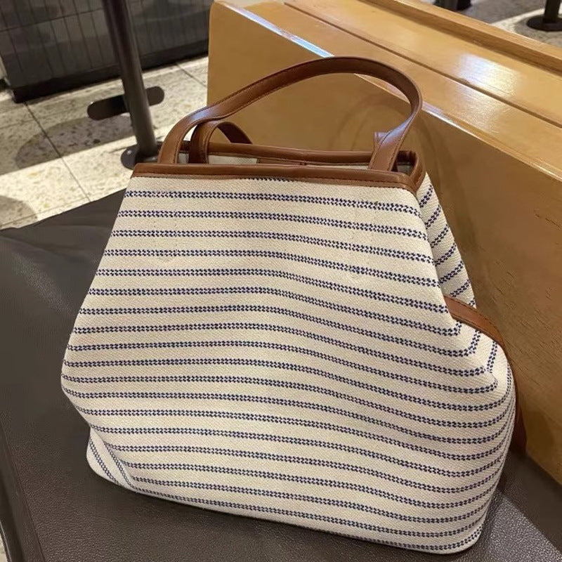 Striped Canvas Tote Bag