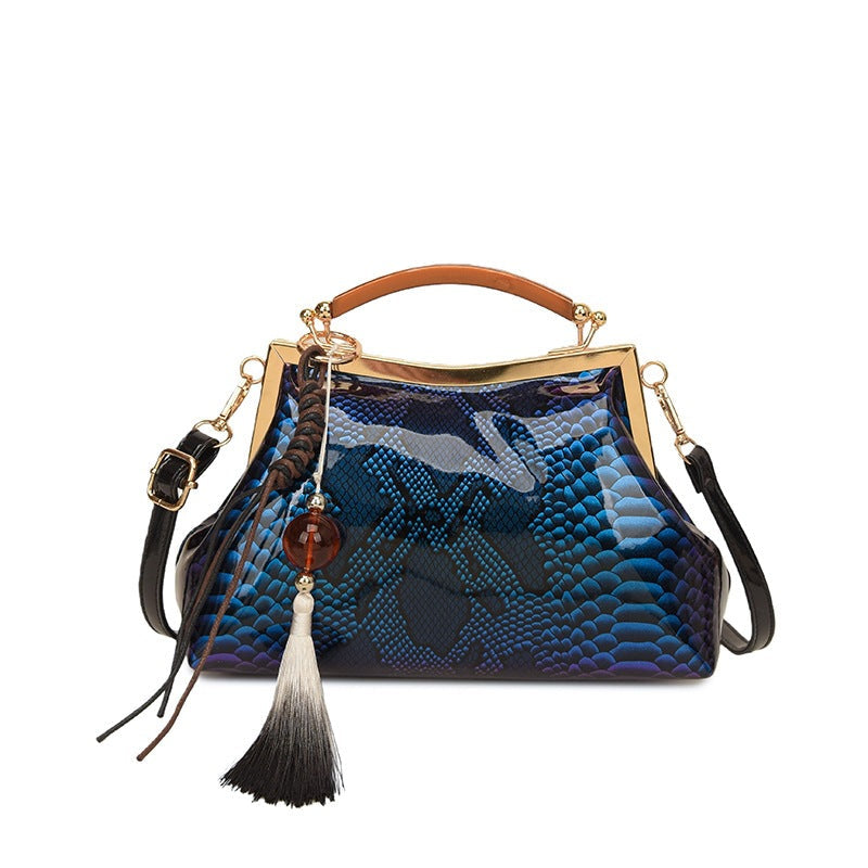 Ladies elegant tote bag in stylish snake leather look-https://detail.1688.com/offer/1052142027406.html-Calm Wears-Blue-231015-Calm Wears