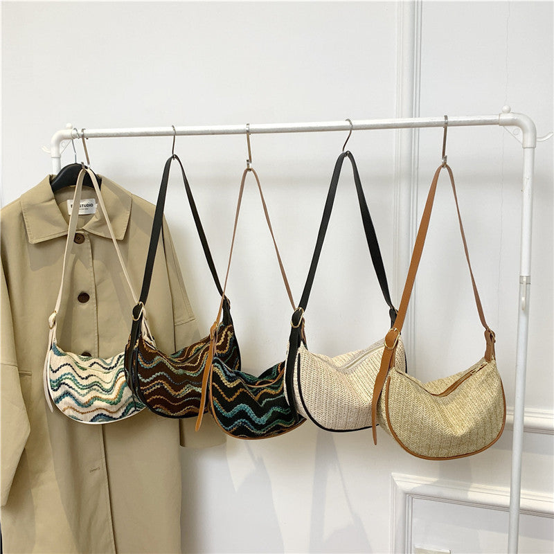 Vintage-Inspired Woven Crossbody Bag