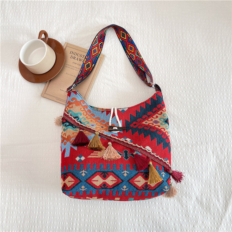 WoEthnic Patterned Flap Hobo Bag